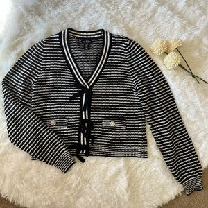 EUC Striped Cardigan with Jewel Buttons